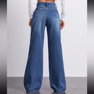 High-Rise Ripped Wide Leg Jeans